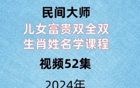 民间大师，儿女富贵双全双生肖姓名学课程，视频52集