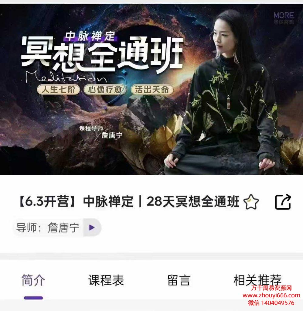 25年詹唐宁中脉禅定 | 28天冥想全通班 18集视频